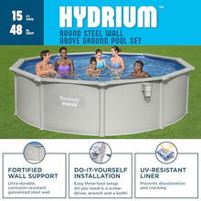 Bestway Hydrium 15' x 48" Steel Side Wall Above Ground Pool w/Pump, 2 Pack