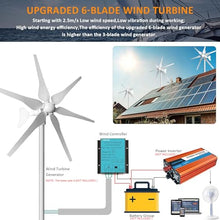 1000 Watts Solar Panel Wind Turbine Hybrid Kit: 600W(6 * 100W) Rigid Glass Solar Panel +400W Wind Turbine Generator+Solar Charge Controller Hybrid System Off Grid for Farm Home Cabine RV Off Grid