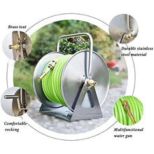 FKTHYO Stainless Steel Hose Reel, Outdoor Heavy Duty Garden Hoses Holder Storage Durable for Gardening Watering Flowersyard Lawn Farm Patio (Without Water Pipe|a)