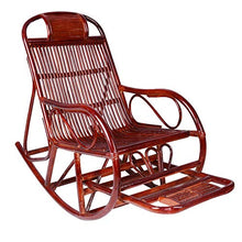 Rattan Wooden Rocking Chair Recliner for The Elderly, Footrest with Massage Wheel, Garden Lounge Chair (Color : C) (E)