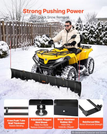 VEVOR Snow Plow Kit 43 in/72 in Width Adjustable Universal Plow Attachment