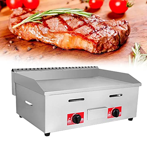 Gas Griddle LPG Commercial Stainless Steel Heavy Duty Restaurant Outdoor Griddle Gas Baking Plate Burger Grill Large Non-Stick Burners Flat Hot Plate and Can Cook for Medium to High Volumes,720
