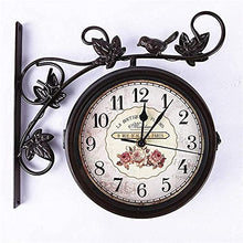 Wall Clock, Outdoor Garden Bird Double-Sided Wall Clock Wrought Iron Wall Clock Creative Clock Mute Movement Roman Clock