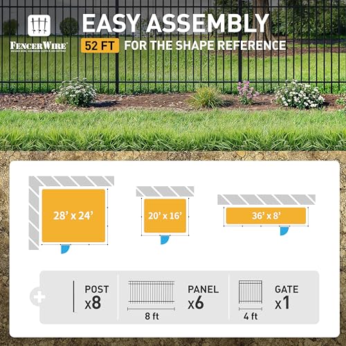 Fencer Wire Heavy Duty Flat Top Fence Barrier Kit 52FT Black