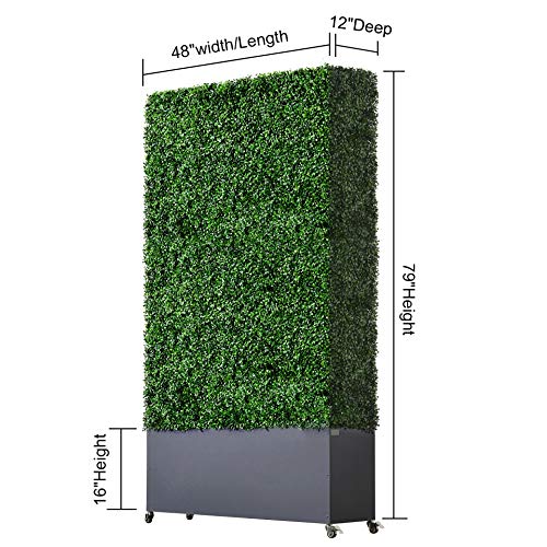 AGPL Artificial Hedge Wall with Stainless Steel Planter Box Green 48"W x 12"D x 82"H