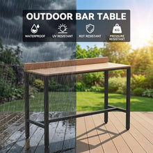 MISXEOE Outdoor Patio Bar Height Table with Baffle, Weather Resistant High Counter Table Porch Pub Tables Wood-Plastic Tabletop, for Poolside Garden Balcony Restaurant Cafe(White,70.8"x15.7"x40.5")
