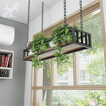 SDVantage Hanging Planters Baskets, Metal Plant Hanger with Hanging Hooks, Wall Hanging Flower Pot Holder for Patio Deck Ceiling Plant Holder, Wood and Metal,100X25X15Cm