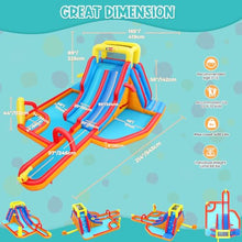 Whubefy 18x14FT Mega Inflatable Water Slide for Kids w/Extra Long Slide, 15-in-1 Wet or Dry Waterpark Bounce House - Dual Slide/2 Climbing Wall/Giant Splash Pool/Basketball Rim/Water Cannon/Blower