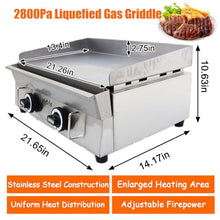EQCOTWEA Stainless Steel 2800Pa LPG Grill Griddle 122°F-572°F Adjustable