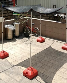 Elitix 4 Pack Sun Shade Pole with Base, Retractable Garage Shade Sail Poles for Ground No Drill, Porch Shade Shade Cloth Brackets(Red,230CM/7.5FT/40KG)