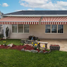 Awntech 24' Maui Manual (24' x 10') Retractable Patio Awning, Burgundy/Tan Stripe