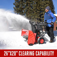 PowerSmart 26-Inch Self-Propelled Gas Snow Blower, Powered by B&S 208cc Engine, Electric Start, 13-Inch Snow Tires, Handle Warmer, Two-Stage Snow Blowers with LED Lights