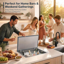 GarveeLife Drop in Ice Chest 130QT, SUS304 Stainless Steel Sliding Cover 24H Non-Electric Insulation, Recessed Outdoor Kitchen Ice Cooler with Drain Pipe & Plug, 28"Lx20"Wx17"H, for Wine Beer Party