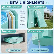 Foldable Above Ground Pool, Rectangular Family Kiddie Wading Paddling Pool