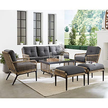 Hanover Sedona Outdoor 6-Piece Conversation Set Wicker Patio Furniture Charcoal/Tan