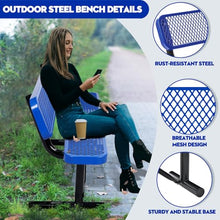 Metal Park Bench for Outside, Outdoor Bench with Backrest & Portable Frame