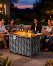 Ciays 43″ Propane Fire Pit, CSA-Listed 60,000 BTU Outdoor Gas Fire Pit Table with Glass Wind Guard, Tempered Glass Top, Lid, Glass Rocks, Adjustable Legs, Fire Table for Patio, Garden & Party, Black