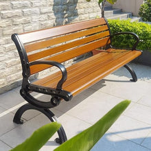 Sunyongfly Outdoor Garden Bench,Park Bench,Wooden seat,Cast Aluminum Frame, Double Outdoor Bench, for Squares, Parks, and Residential Areas(Size:120cm)