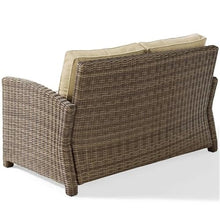 Afuera Living Modern Outdoor Wicker Loveseat, 56" W x 33" H x 32.5" D, Durable Steel Frame, Brown and Sand Finish, UV-Resistant Cushions, Weather-Resistant Patio Seating for Garden or Deck