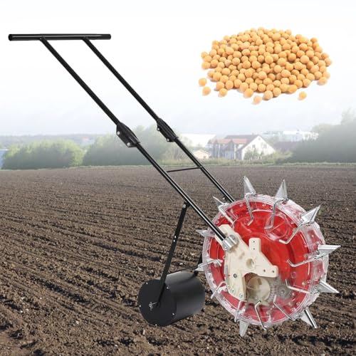 Garden Seeder, Precision Garden Seed Planter Spreader, Corn Soybean Fertilizer Machine with Seed Storage Box, Manual Seeder for Lawn & Garden,12 Holes