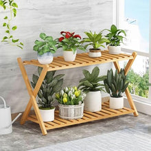 Indoor Plant Stand For Multiple Plants 2 Tier Wood Corner Plant Shelf Rack Creative Simple Flowerpot Stand Outdoor Rustic X-Cross Flower Pot Stand Holder For Yard Patio Garden Balcony Planter