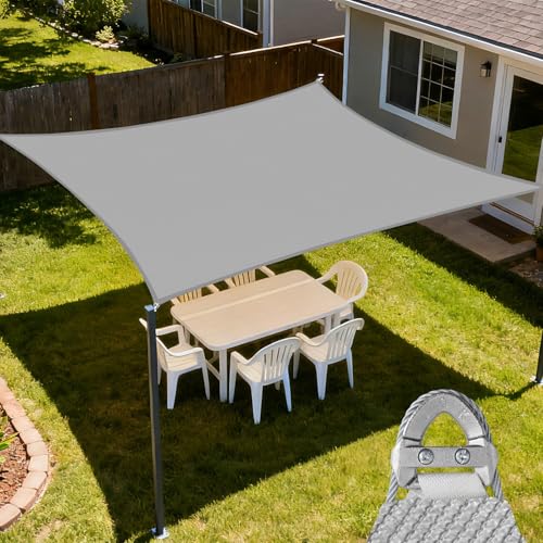 E&K Sunrise 30' x 40' Sun Shade Sail Rectangle Canopy Shade Cover with A Ring Steel Cable Wire UV Block for Pergola Patio Backyard Garden Deck Outdoor (Light Gray)