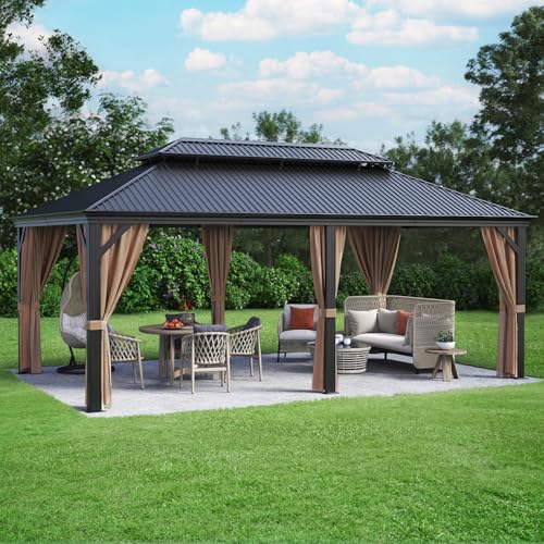 Greesum 12'x20' Hardtop Metal Gazebo Black