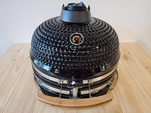 Black Outdoor Charcoal 21" Ceramic Egg Kamado BBQ Grill Smoker with Wood Table Pizza Stone and Canvas Cover
