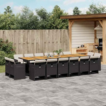 vidaXL Garden Furniture Set 17 Pieces with Cushions Synthetic Rattan Black