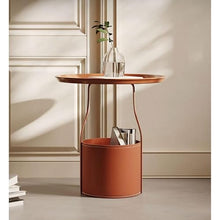 CHmrfvqtus Couch Side Table Nordic Sofa Side Table Saddle Leather Living Room Home Balcony Storage Small Round