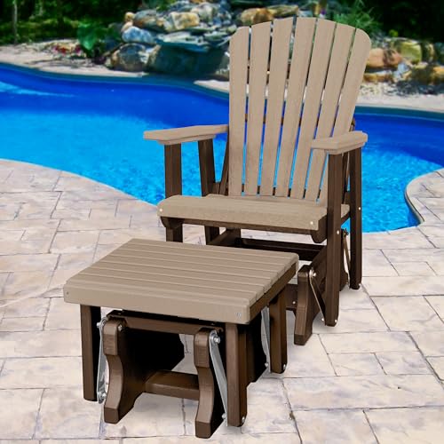 American Furniture Classics Chair and Gliding Glider Ottoman Combo Weatherwood and Tudor Brown