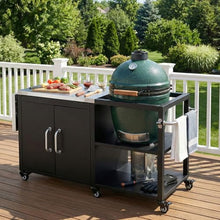 Outdoor Grill Cart with Stainless Steel Top & Drop Leaf, 76.6" BBQ Grill Table Station for Big Green Egg, Kamado Joe & 22" Griddle, Rolling Outdoor Kitchen Island with Storage Cabinet, Hooks & Wheels