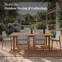 POVL Outdoor Menlo Teak Side Dining Chair — Pack of 6, Stackable Grade A Indonesian Teak & All-Weather Sling — Fully Assembled Mid-Century Modern Seating for Patio, Deck & Poolside (Winter)
