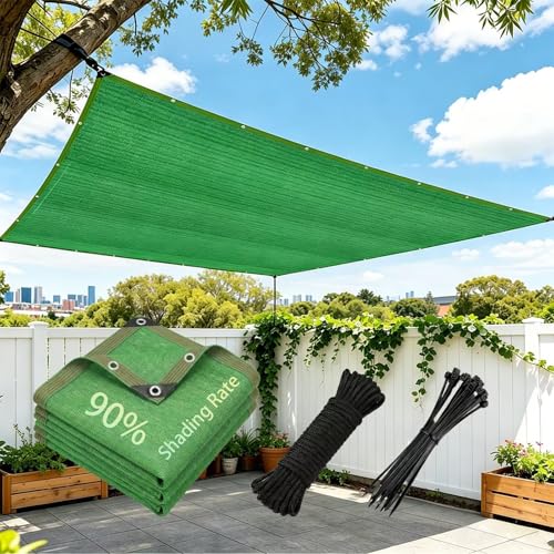 LCPEHGF Customized Size 90% Sun Shade Cloth with Grommets, 24' X 45 Pergola Shade Cover Canopy, Mesh Tarp Sun Screens for Patio, Outdoor, Garden, Backyard, Green(We Make Custom Size)