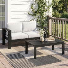Solaste Aluminum Outdoor Loveseat with Coffee Table,2 PCS Patio Furniture Set with Cushions, All-Weather Outdoor Patio Sofa Sets for Balcony, Deck, Backyard, Porch, Garden, Light Grey