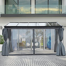 Outsunny 10' x 13' Outdoor Patio Gazebo with Sloping Roof, Aluminum Frame, & Netting Curtain Gray