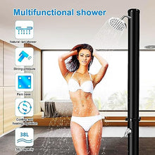 CFDZCP Outdoor Shower kit Outdoor Solar Shower ，38L / 10 Gallon Garden Shower with Rain Shower & Foot Shower ，Water Temperature Up to 60℃, Black