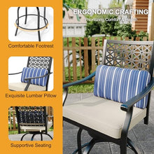Reljofum 3 PCS Swivel Patio Chairs Set with Beige Cushions, 3 Pieces Outdoor Bar Set with 2 Swivel Counter Height Bar Stools, High BistroSets with 2 Outdoor Bar Stools and 1 BarTable