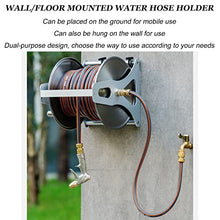 Garden Hose Reels with with Hose and Nozzle, Wall Mounted/Portable Water Hose Reel with Crank, Stainless Steel Water Pipe Storage Shelf Reel Holder, Reel Cart Hose Caddy for Watering Washing