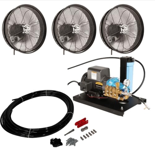 MCS Products .5 GPM Open Frame Misting Pump with 3 Misting Fan Kits