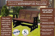 5 FT Brown Amish-Made Porch Glider – 1000 lb Heavy-Duty Poly Lumber wood Roll Back Glider – USA Crafted HDPE Outdoor Seating Furniture - Stainless Steel Hardware – Smooth, Quiet Glide, Silent Comfort