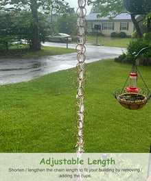 WhamtL Modern Decor Rain Bells for Outside, Ring Rain Chimes Rain Chain Gutter System Adjustable, Copper Channel Link Rain Chain Roof Downspout(Style1,6.5m (21.3ft))
