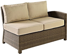 Crosley Furniture Bradenton Outdoor Sectional Right Side Loveseat, 2-Person Wicker Patio Couch Brown with Sand Cushions