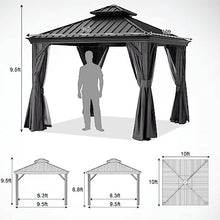 ABCCANOPY Hardtop Gazebo 10x10 Outdoor Metal Pavilion with Netting and Curtain Gray