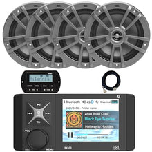 Enrock Marine 4" Color LCD Bluetooth AM/FM/WB Stereo Receiver with Remote & 4x 6.5" Gray Speakers