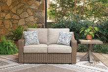 Signature Design by Ashley Carmel Bay Outdoor Square End Table, Beige, Patio Accent Table with Porcelain Top