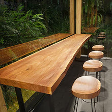 DESALAI Industrial Bar Height Table,Live Edge Dining Table Narrow Table,Solid Wood Top Table,Rectangular Pub Tables Tall Counter Table,Rustic Long Table,No Stool(78.7", Brown)