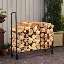 LFSDFJ Outdoor 4 Ft Firewood Rack Fireplace Log Holder,Large Heavy Duty Iron Lumber Storage Holder,Kindling Log Carrier,for Patio/Deck,Tall 123cm,Black