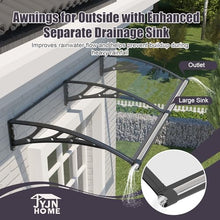 JYJNHOME 48x60 Inch Awning for Door Entrance,Polycarbonate Window Canopy Exterior Overdoor Shelter with Drainage,UV,Rain,Snow,Sun Shade Protection Outdoor Awnings for Outside,Patio,Porch,Deck,House
