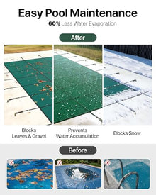 VEVOR Inground Pool Safety Cover, 16 ft x 32 ft Rectangular Winter Pool Cover, Triple Stitched, High Strength Mesh PP Material with Good Rain Permeability (Fit 16x32ft Pools)